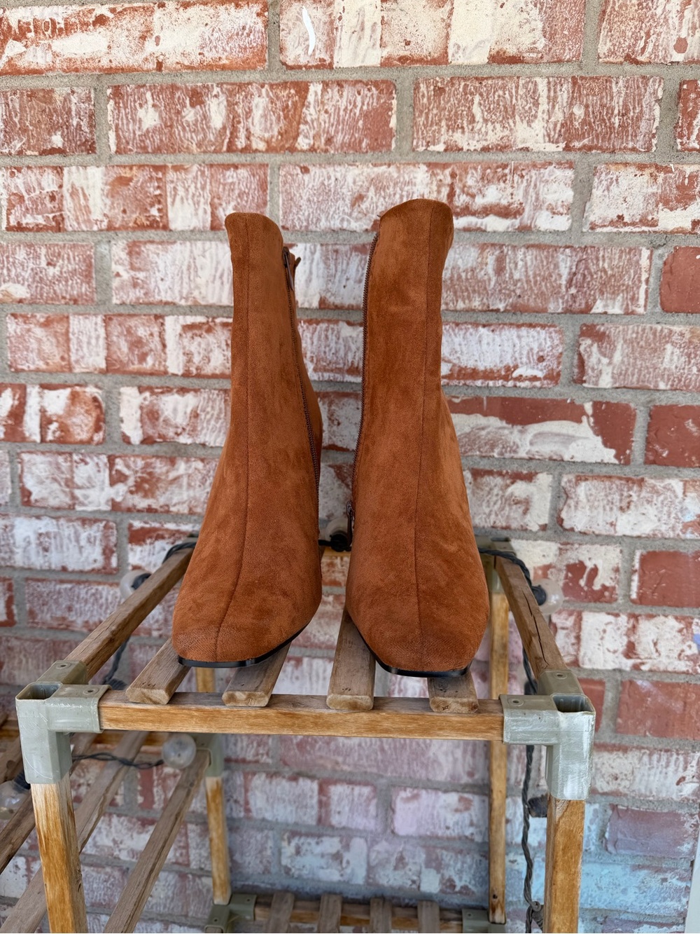 Forever brand Rust Suede square point Toe Ankle Boots